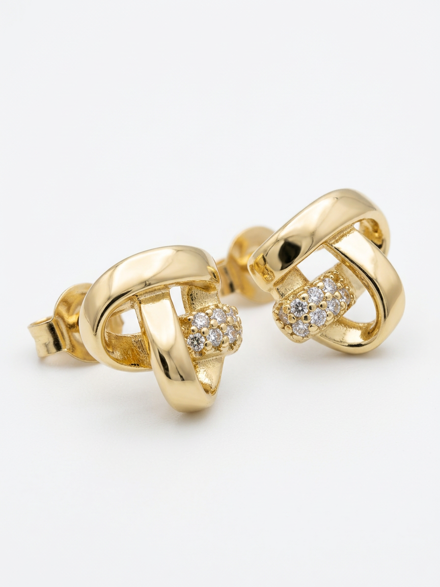Elegante Zirkonia Ohrstecker – Gold / Silber