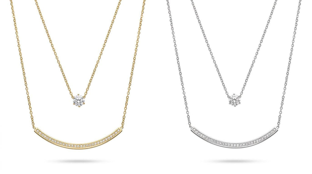 Doppellagige Halskette mit Zirkonia Anhänger – Eleganter Alltagsschmuck