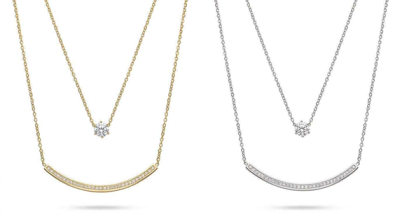 Doppellagige Halskette mit Zirkonia Anhänger – Eleganter Alltagsschmuck